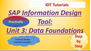 SAP IDT Unit 3 : Data Foundations: Practical Examples