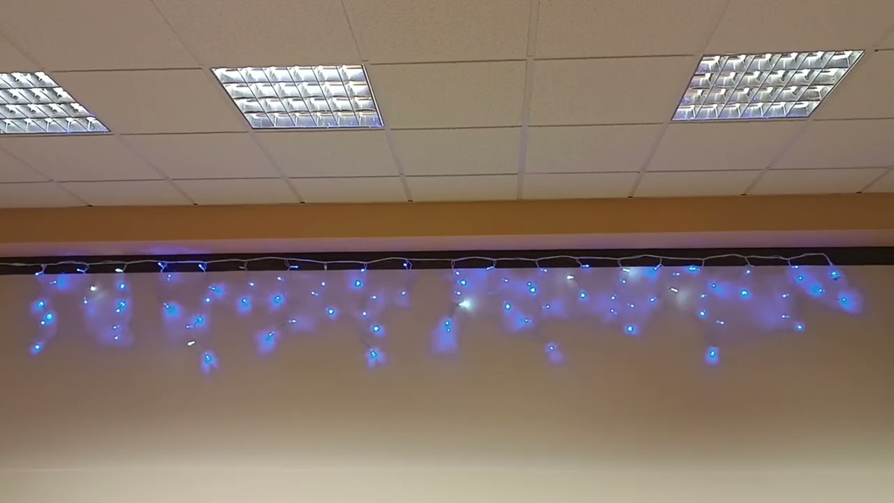 Tenda Luminosa Mt.5 Blu 100 Led, 80Led Fissi+20Led Flash Bianco Freddo 24V - Ip44