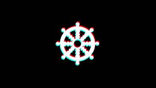 Wheel of Dharma Buddhism religion icon Vintage Twitched Bad Signal Animation.