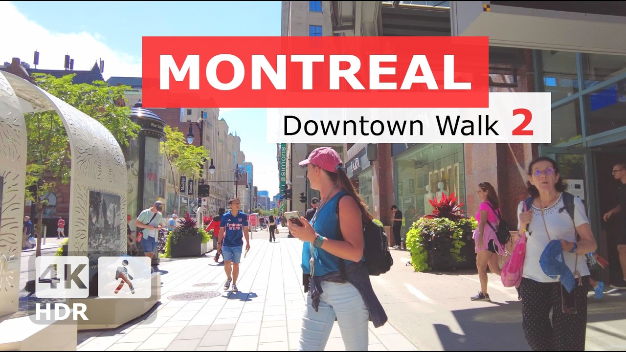 [ 4K ] Downtown Montreal Walking Tour 2 | Sainte-Catherine St + | Quebec Canada 2024 🇨🇦