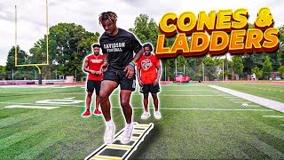 DOING CONE & LADDER WORKOUTS WITH D1 FOOTBALL PLAYERS