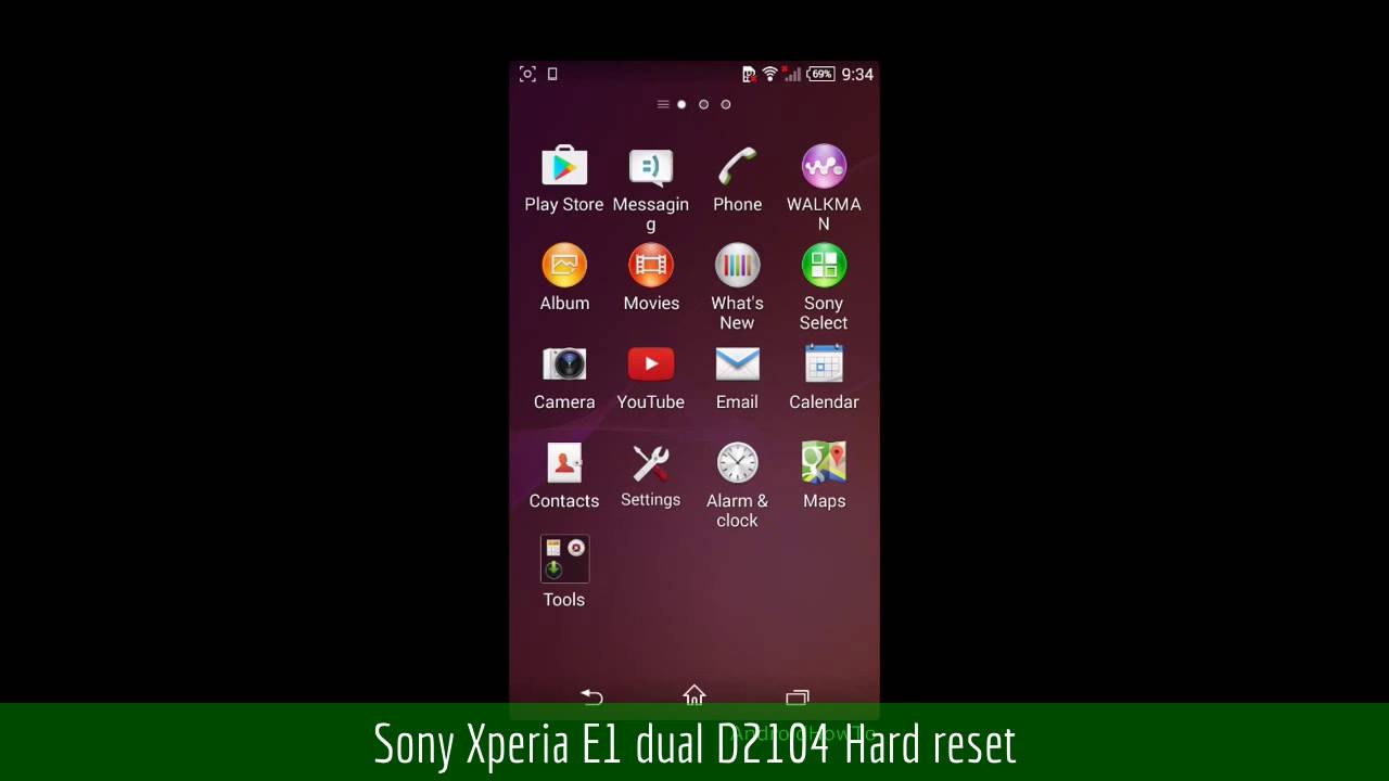 Sony Xperia E1 dual D2104 Hard reset