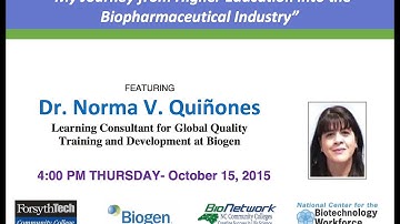 SciTech 10/2015 - “My Journey from Higher Education into the Biopharmaceutical Industry”