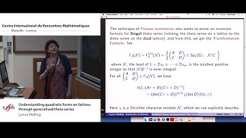 Lynne Walling: Understanding quadratic forms on lattices through generalised theta series