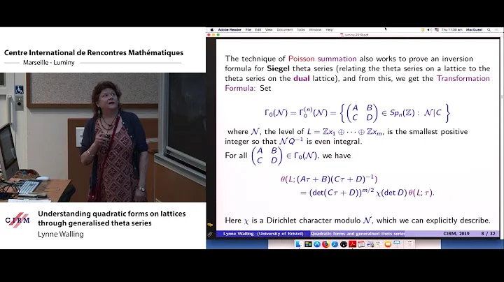 Lynne Walling: Understanding quadratic forms on lattices through generalised theta series