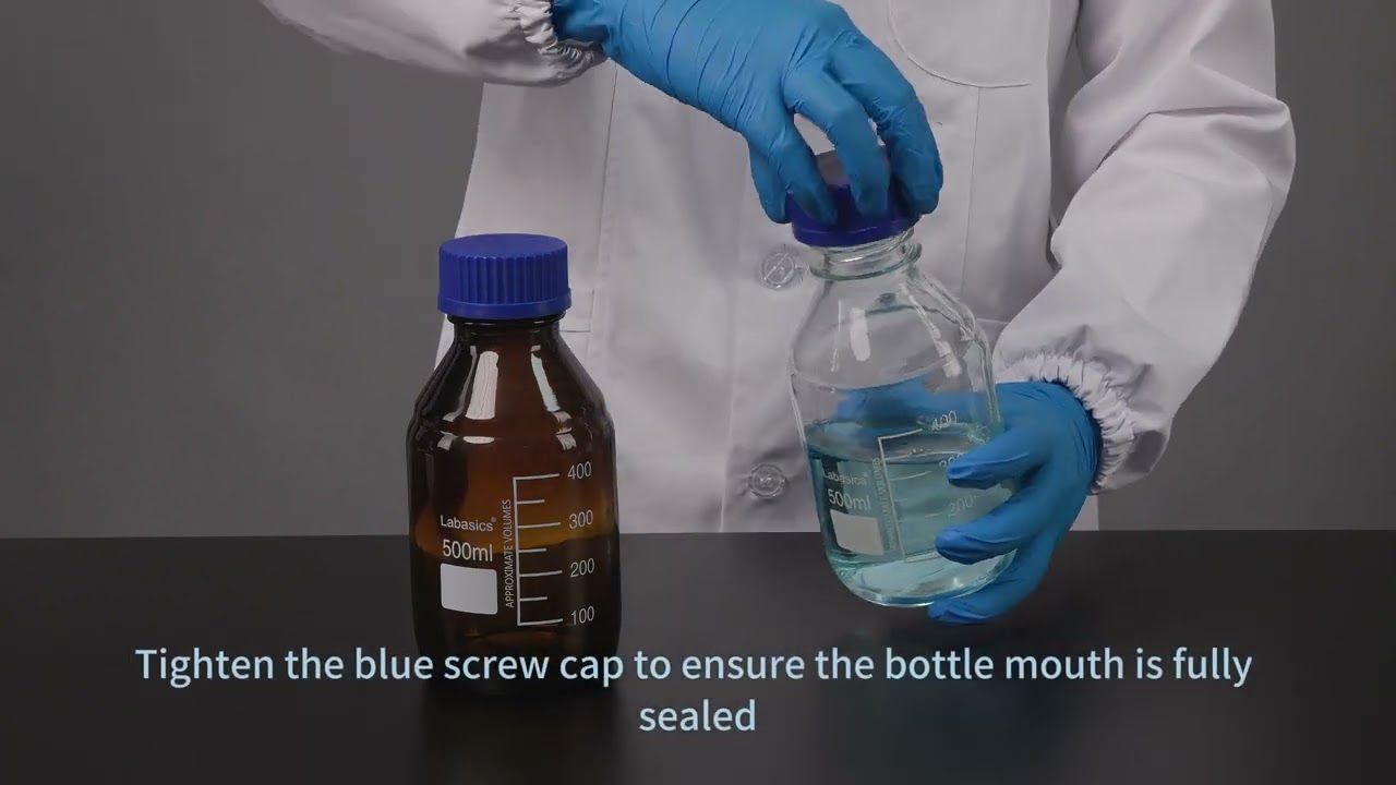 Labasics Round Media Storage Bottles with GL45 Blue Screw Cap! 🧪