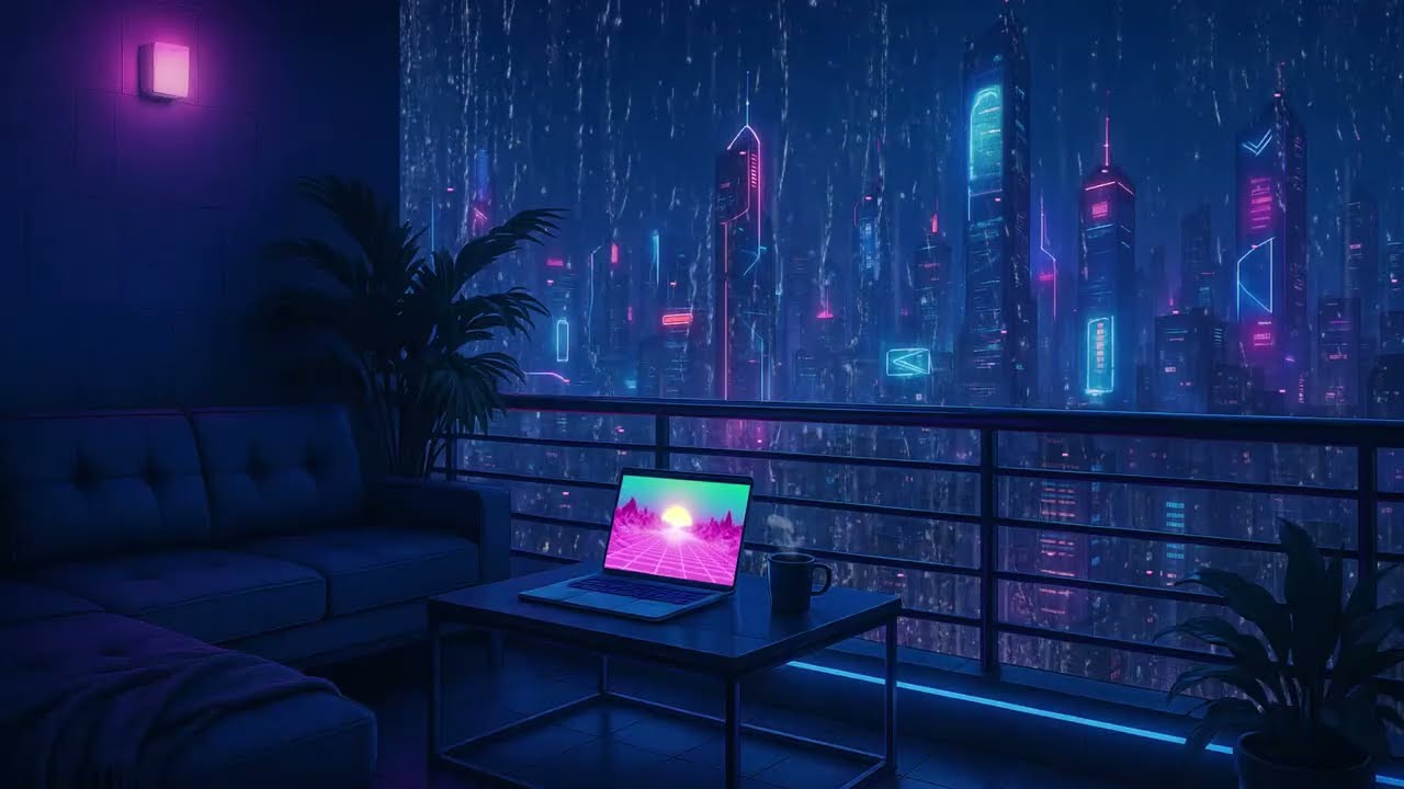 Neon Rain Night Lofi 🌧️ Smooth Hip Hop Beats to Relax & Focus
