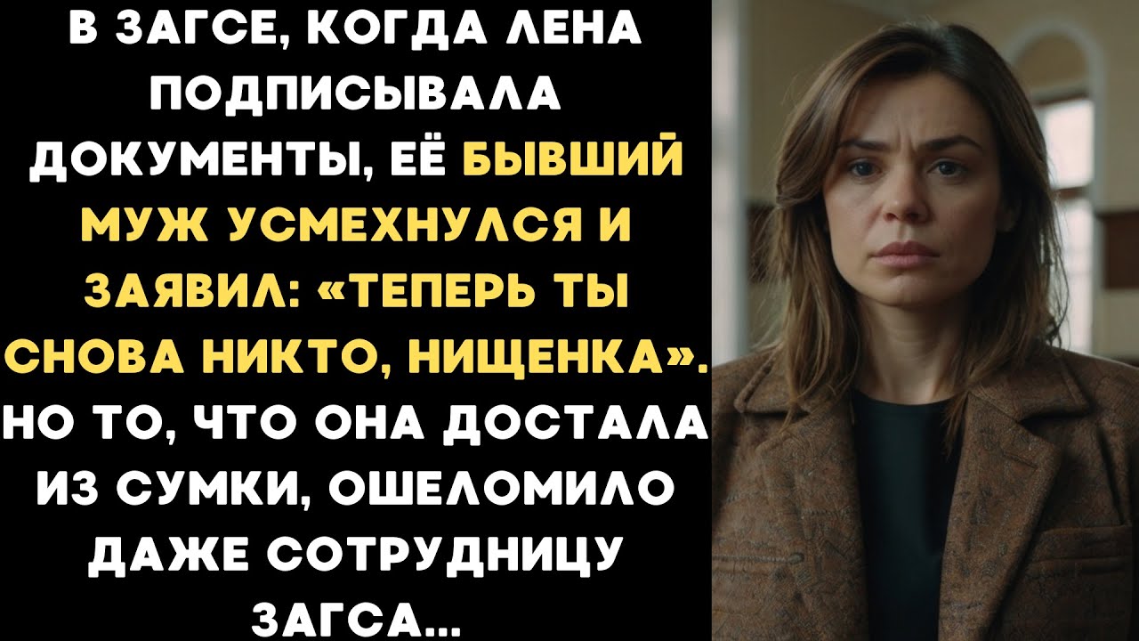 В ЗАГСЕ, когда Лена подписывала документы, её бывший муж заявил: Теперь ты снова никто, нищенка...