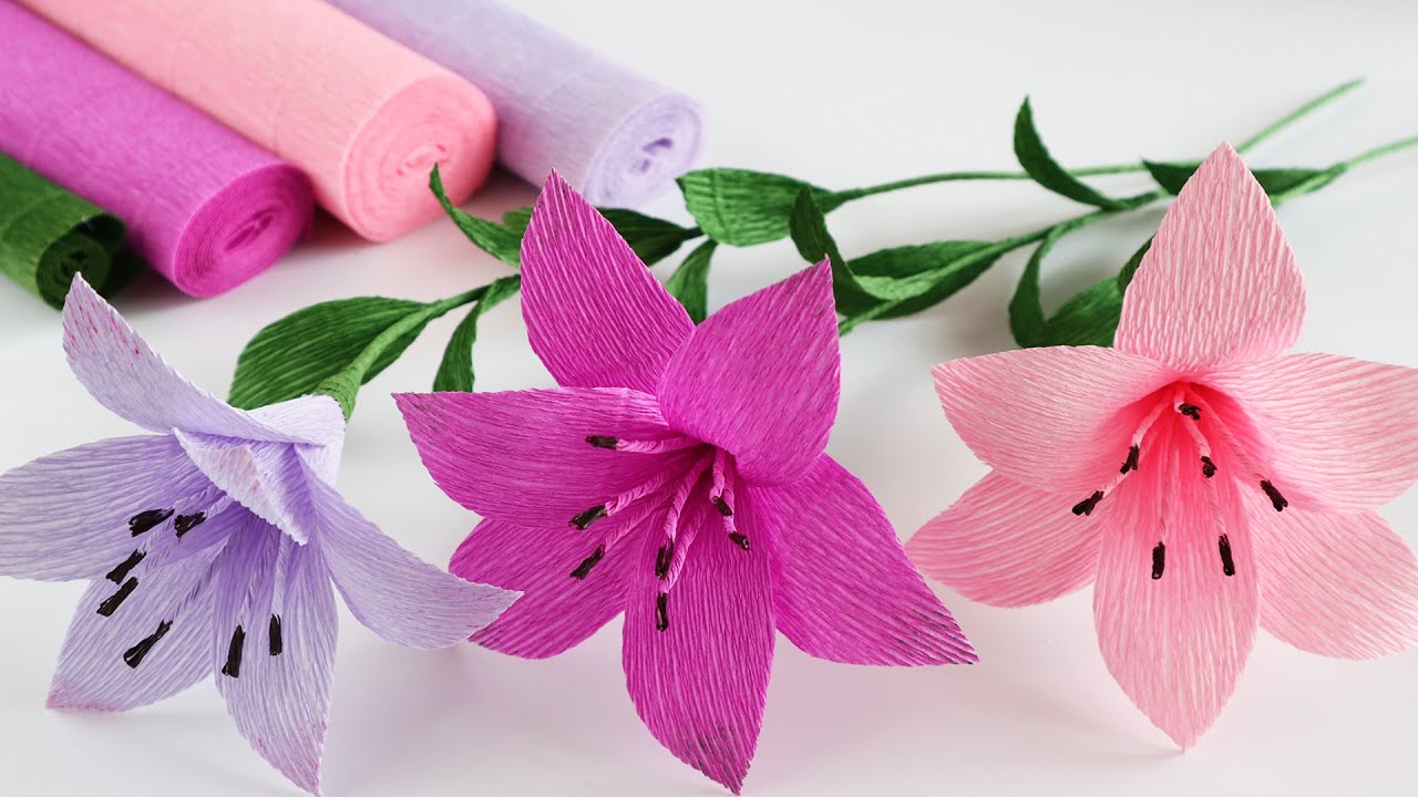 LILY Crepe Paper Flowers Flower Craft Ideas YouTube LILY Crepe Paper Flowers Flower Craft Ideas YouTube
