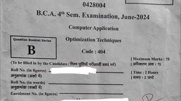 Answerkey bca 4th semester optimization Techniques mcq July 23, 2024 #maashakumbhariuniversity