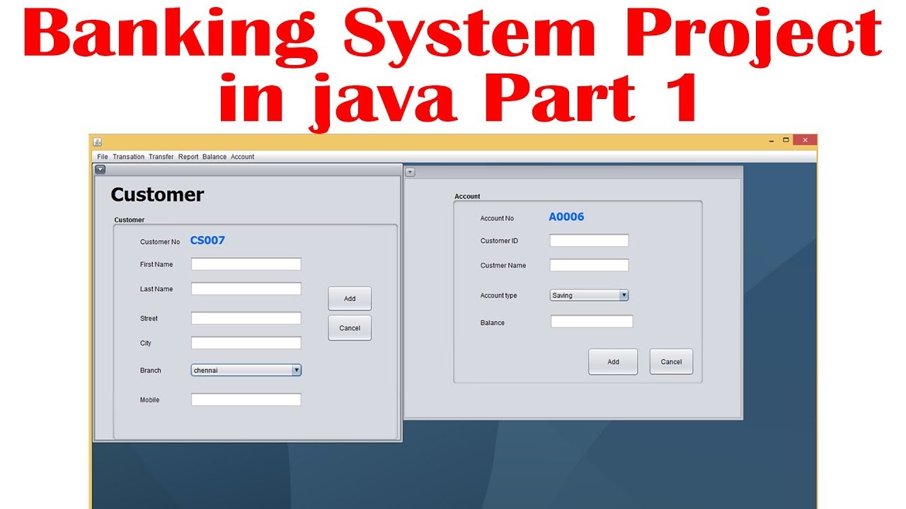 bank account management system in java