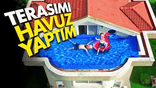 EVİMİN BALKONUNU SUYLA DOLDURDUM | HAVUZ YAPTIM