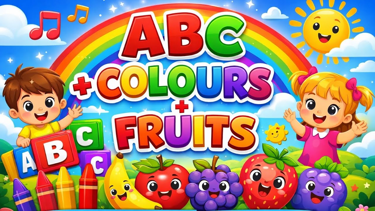 ABC Song + Colour Song + Fruit Song 🎵 | Kids Learning Rhymes for Toddlers | 