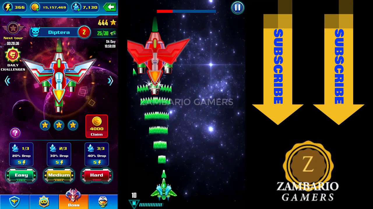 Diptera Alien Shooter | Boss 2 | Campaign Level 8 Boss | Galaxy Attack | Easy Medium Hard