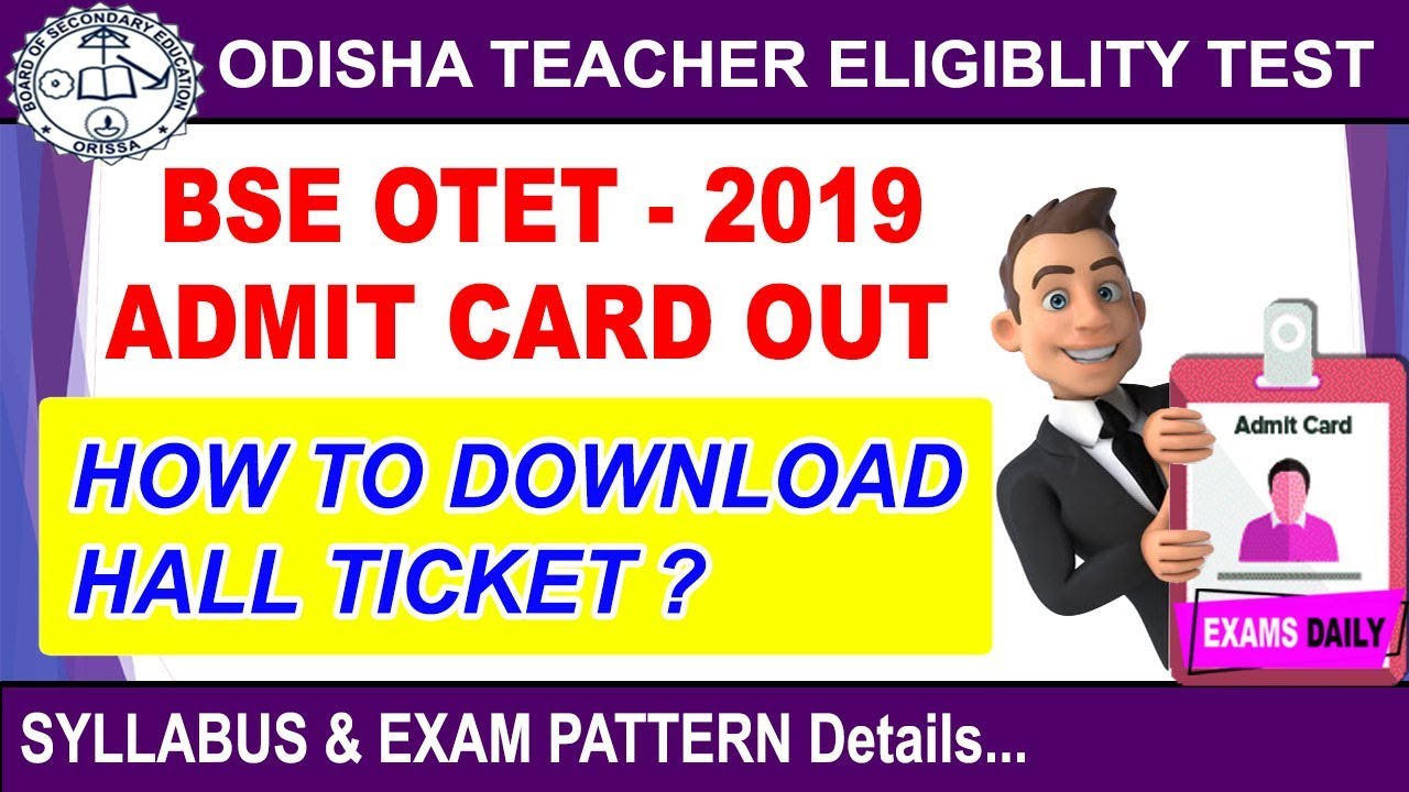 OTET ADMIT CARD DOWNLOAD 2019 || BSE Odisha OTET Admit Card 2019 ||  BSE odisha 2019 |