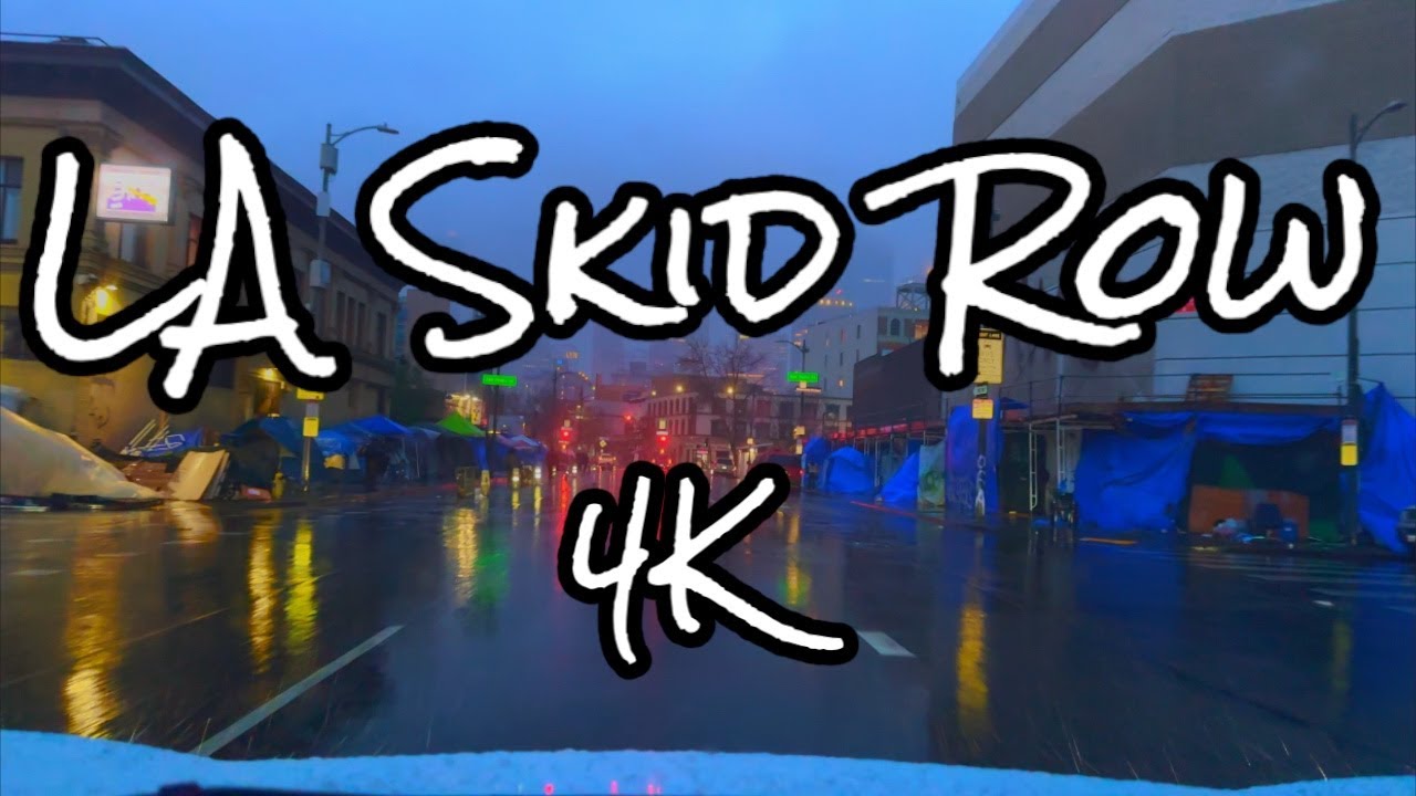 |4K| Driving in LA's Skid Row Blizzard Warning Feb 23, 2023| Rainy ASMR Experience