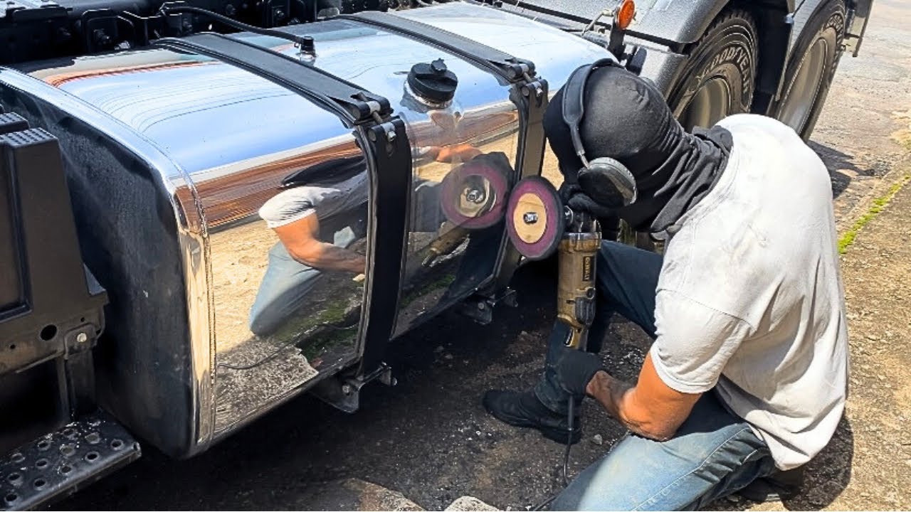 COMO POLIR TANQUE QUADRADO DE ALUMÍNIO CAMINHÃO PASSO A PASSO 