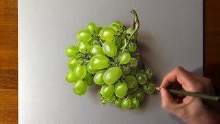 How to draw green grapes  Time Lapse (Long Version)