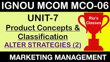 Part 10 IGNOU MCOM 2nd year| UNIT 7 | Product Concepts & Classification |MARKETING MANAGEMENT MCO 06
