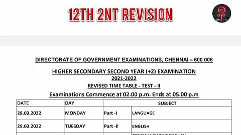 Revision exam time table 2022 | 10th,12th revised exam time table