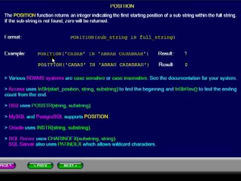 SQL 083 Numeric Scalar, POSITION or What is the starting position of a sub-string?