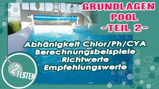 Pool Grundlagen  Teil 2 von 3 | Abhängigkeit Chlor/ pH/ CYA, Empfehlungswerte | 2testen deutsch