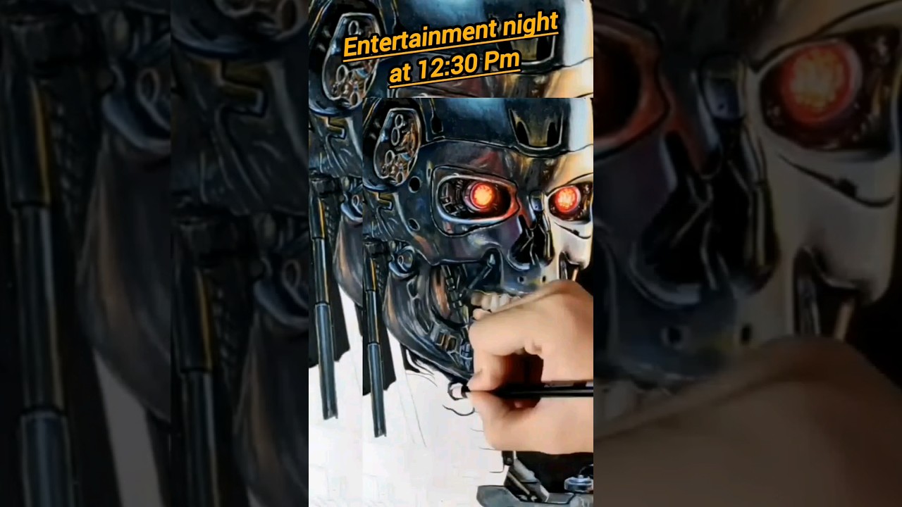 Drawing Terminator Robot with colour pencil 