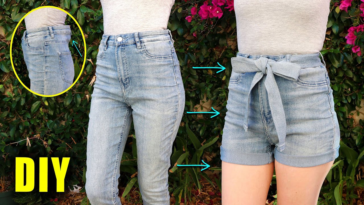 DIY DENIM SHORTS FROM OLD JEANS - Downsizing the waist