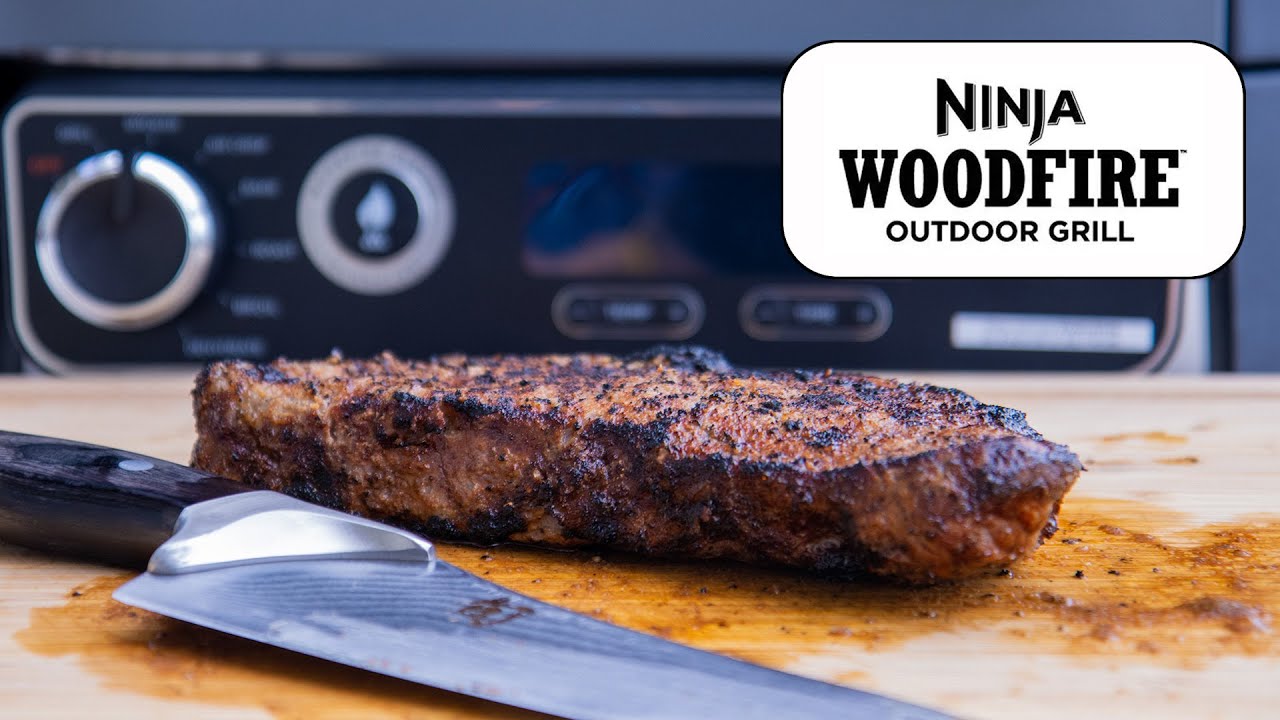 Ninja Woodfire Grill Test! Grilling and Smoking a NY Strip Steak!!! 