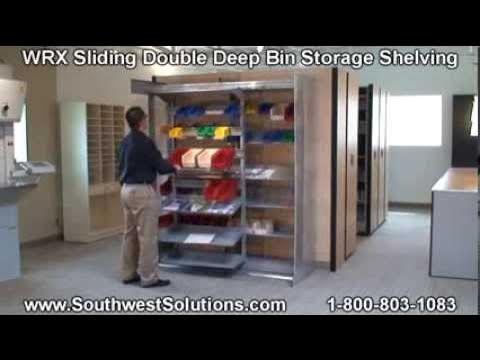 WRX Sliding Bin Storage Shelving  Hanging Plastic Bins on Rails 