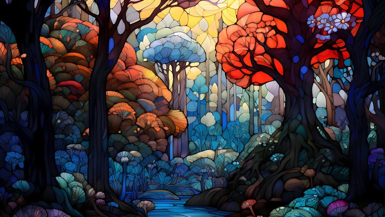 Fantasy Stained Glass Forest - Relaxing Piano Music - 1 Hour