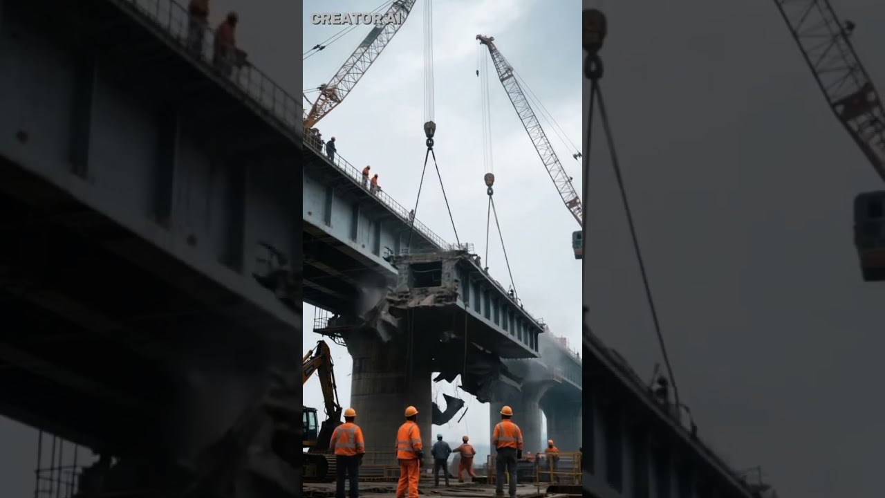 Epic Construction Fail – Bridge Segment Falls Hard! 