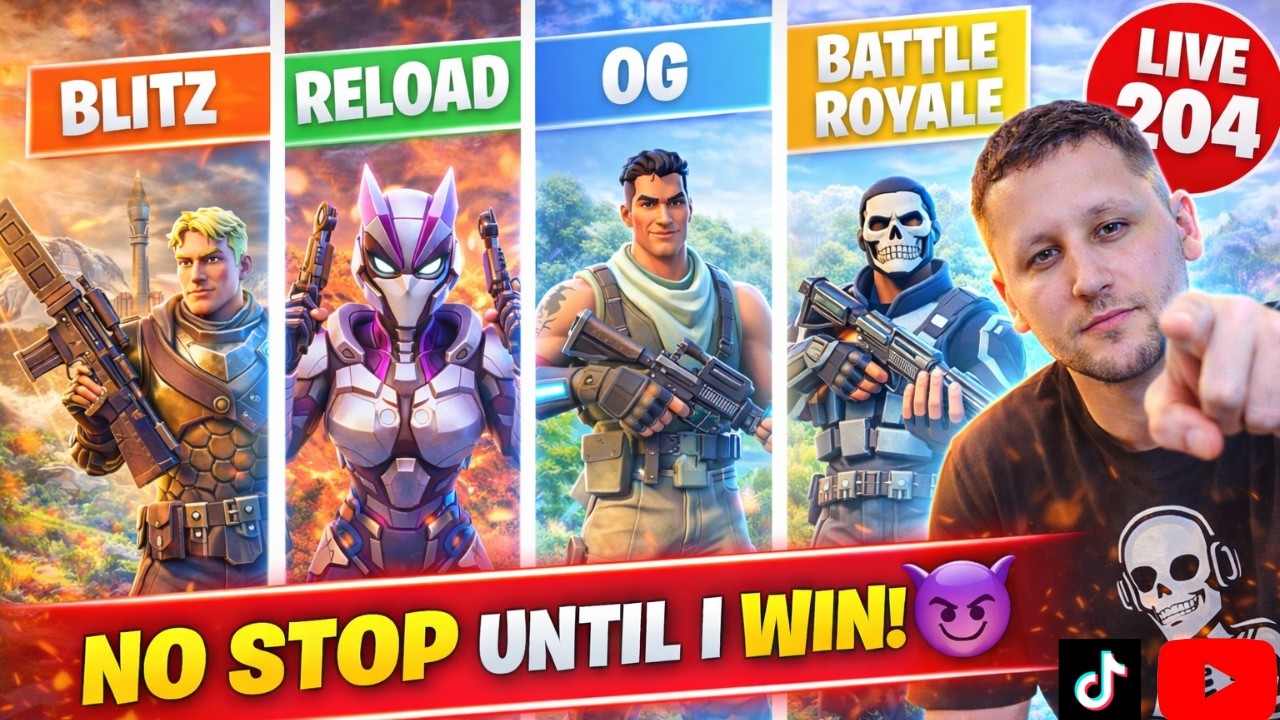 No Ending the Stream Until I Win Every Mode 💀 | Fortnite LIVE 204 - YouTube