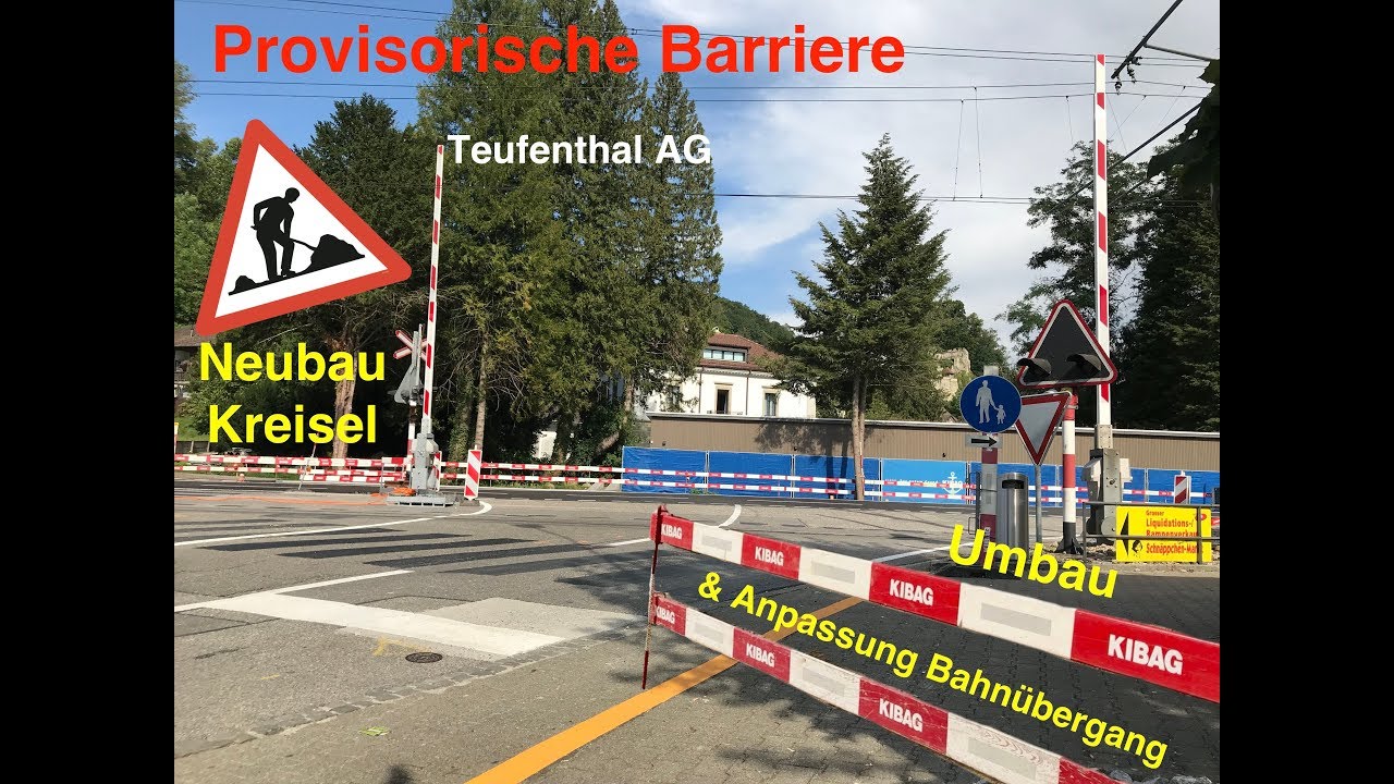 Railroad Crossing Switzerland / Provisorische Barrierenanlage - Umbau des Bahnübergang Teufenthal AG