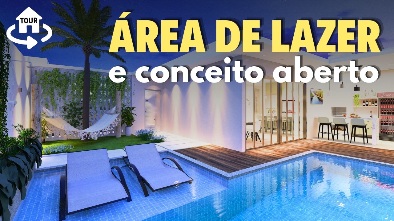 Casa pequena e moderna, 3 Quartos, ambientes integrados, área de lazer.