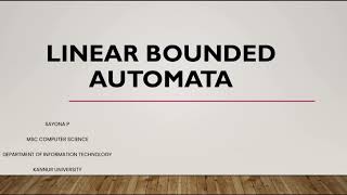 Linear Bounded Automata(LBA)#DIT#KannurUniversity #TOC