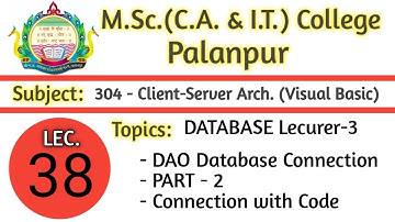 304 | L38 | VB | Database Connectivity Using DAO | Part - 2 | Unbound Connectivity | By NSP