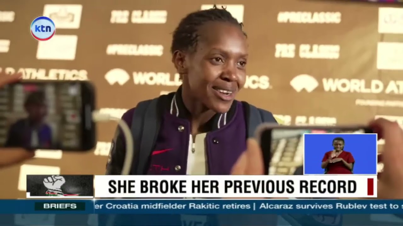 Faith Kipyegon overjoyed after smashing her own record in Eugene Diamond League