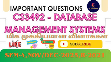 💾 CS3492 – DBMS Important Questions | AU R-2021 | Unit-wise Most Expected | Nov/Dec 2025 Exam