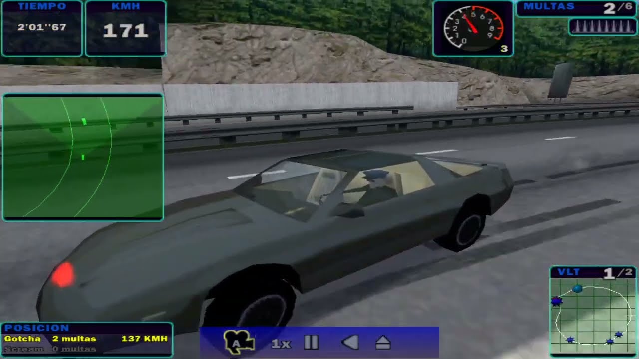 KITT persiguiendo a corredores ilegales por una autobahn en Need for Speed 4. Modcars para el juego.