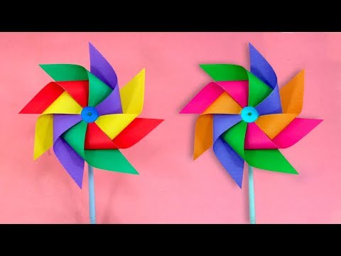 How To Make a Four Color Paper Windmill for Origami Lovers - Easy [Pinwheel] Tutorial