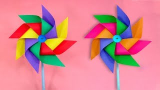 How To Make a Four Color Paper Windmill for Origami Lovers - Easy [Pinwheel] Tutorial