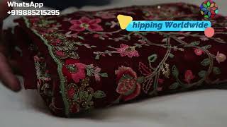 AR-1974 "The Maroon Splash" Premium Designer Saree||Net Fabric||Resham Embroidery||Crystals screenshot 5