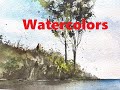 EXTREME BEGINNERS - Trees, Lake, FIgures and Sky Wash Watercolor Painting Techniques