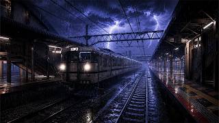 Relaxing Train Ride Through Japan at Night 🚆 Heavy Rain Ambience for Sleep & Deep Relaxation