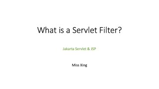What is a Servlet Filter? Profile