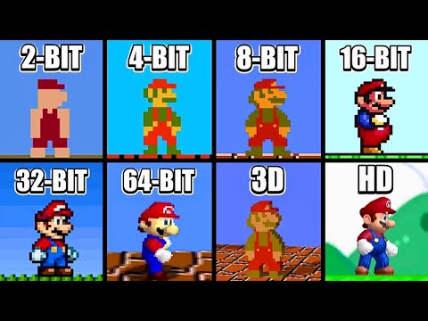 Super Mario Bros. 2-Bit Vs 4-Bit Vs 8-Bit Vs 16-Bit Vs 32-Bit Vs 64-Bit Vs 3D Vs Hd