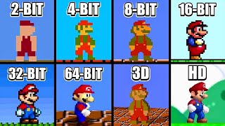 Super Mario Bros 2-Bit Vs 4-Bit Vs 8-Bit Vs 16-Bit Vs 32-Bit Vs 64-Bit Vs 3D Vs Hd
