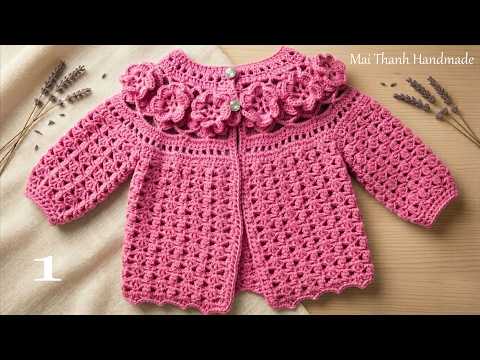 Video Crochet 3D baby cardigan sweater tutorial I Hướng dẫn... - youtube