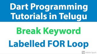 #14 Dart BREAK Statement with Labelled for Loop Dart Programming language Tutorial flutter in telugu